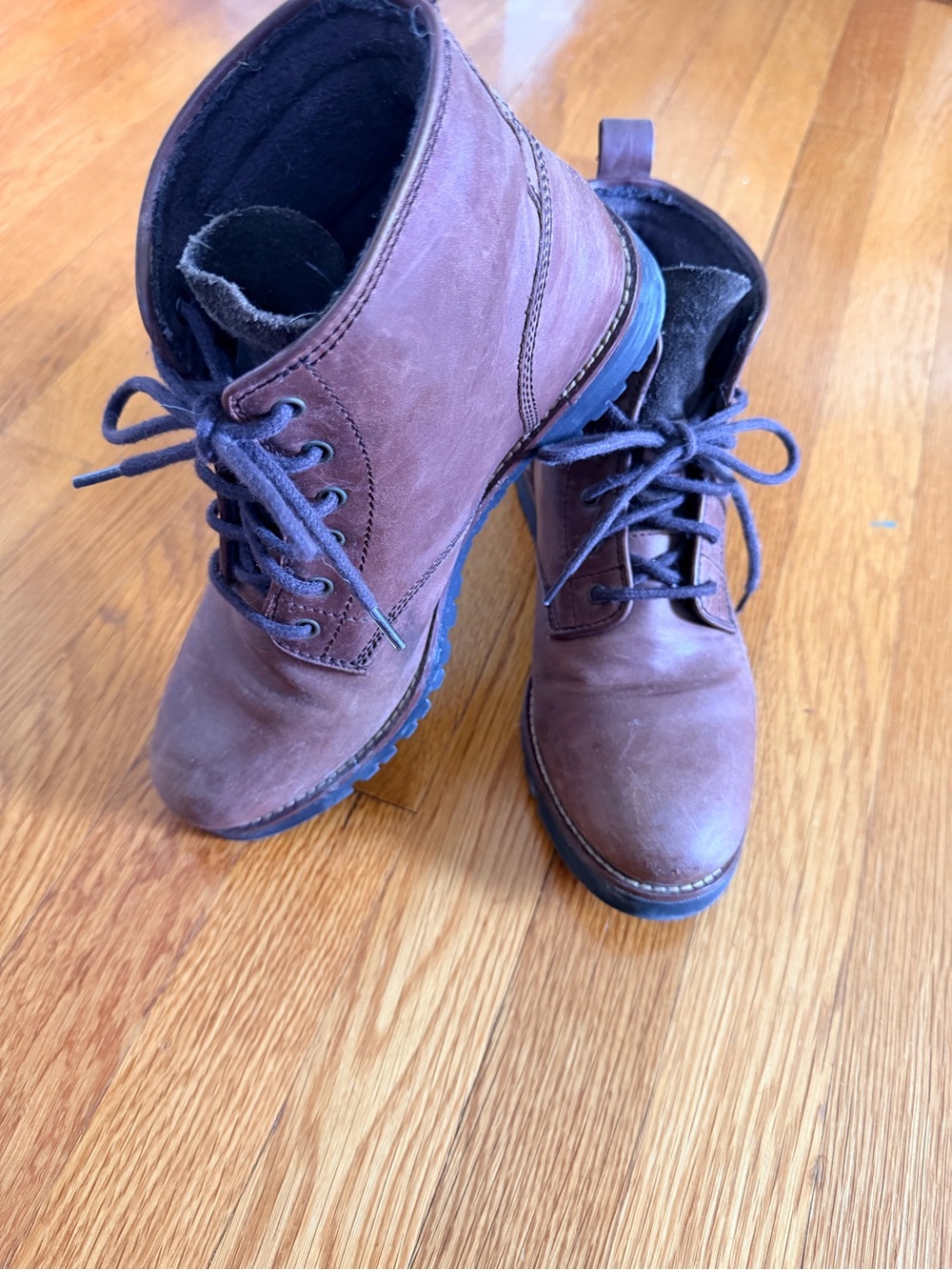 Cole Haan Brown Lace-Up Leather Ankle Boots